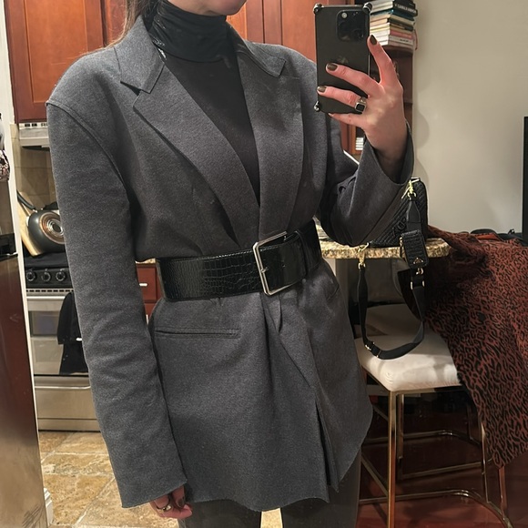 Oversized double breasted jacket size small norma Kamali terry blazer gray - Picture 6 of 11